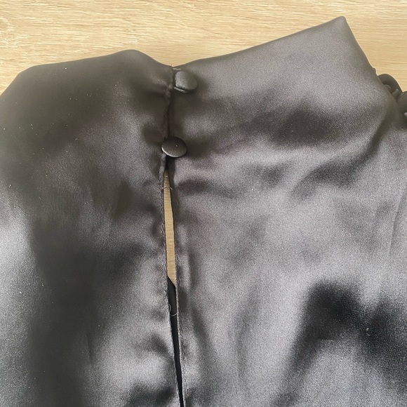 ASOS Black Satin High Neck Top - Picture 3 of 3